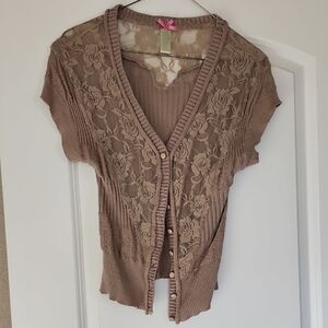 DownEast Cream Lace Cardigan